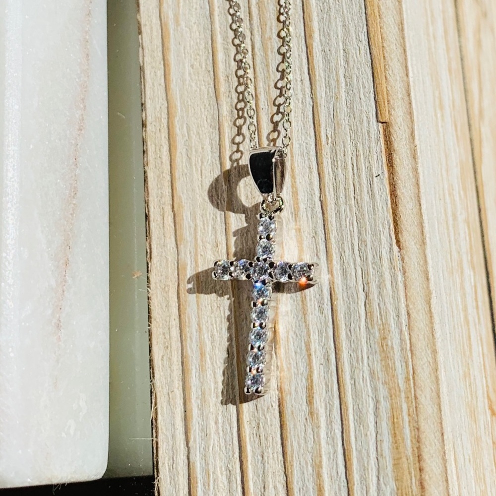 Sterling Silver Cz Diamond Cross